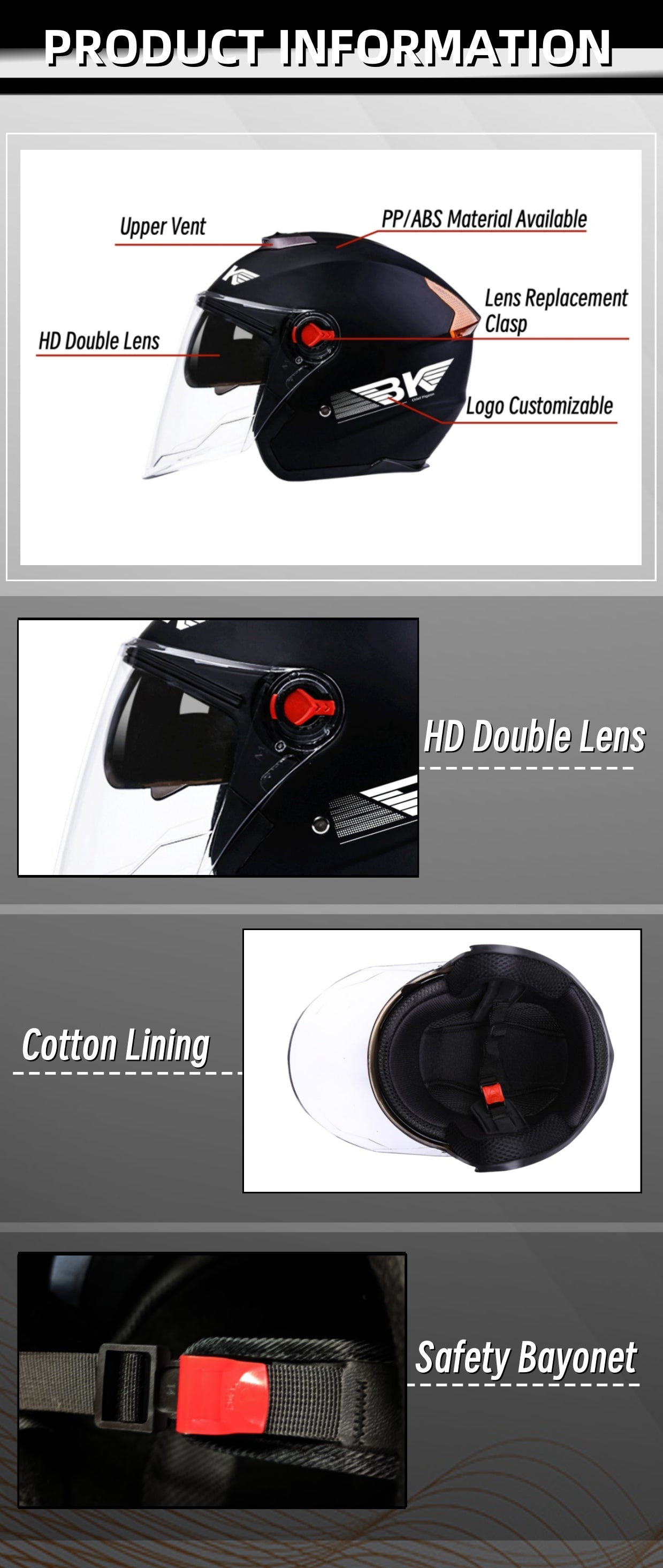 Motorrad Half Face Helm 903